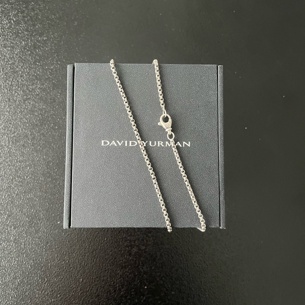 David Yurman small box chain necklace 18” grey titanium stainless steel